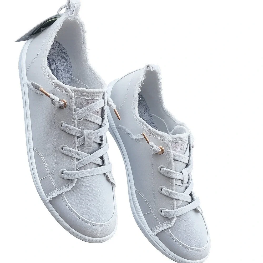 BOBS B Cute 2.0 Light Gray Canvas Sneakers Woman's Size 8.5 Vegan Memory Foam‎ - Picture 3 of 10